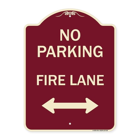 Signmission No Parking Fire Lane W/ Bidirectional Arrow Heavy-Gauge Aluminum Sign, 24" x 18", BU-1824-23738 A-DES-BU-1824-23738